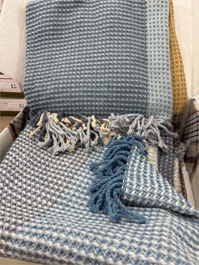 Sesli Comfort Kahve Mavi Bej Skoç Pamuk Örme Battaniye 200x220 Çift Kişilik Battal