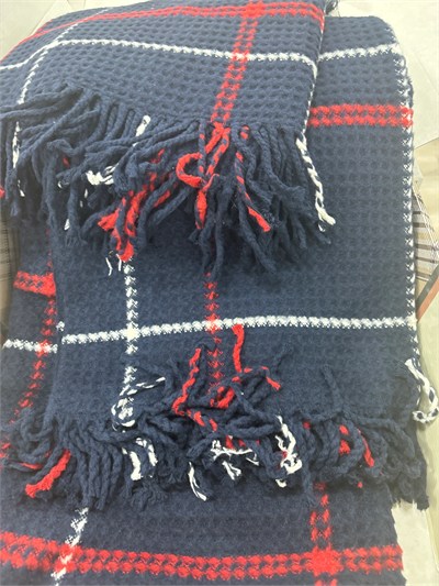 Sesli Comfort Lacivert Kırmızı Beyaz Skoç Pamuk Örme Battaniye 200x220 Çift Kişilik Battal