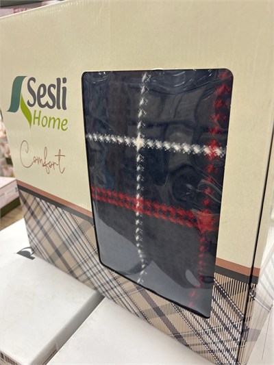 Sesli Comfort Lacivert Kırmızı Beyaz Skoç Pamuk Örme Battaniye 200x220 Çift Kişilik Battal