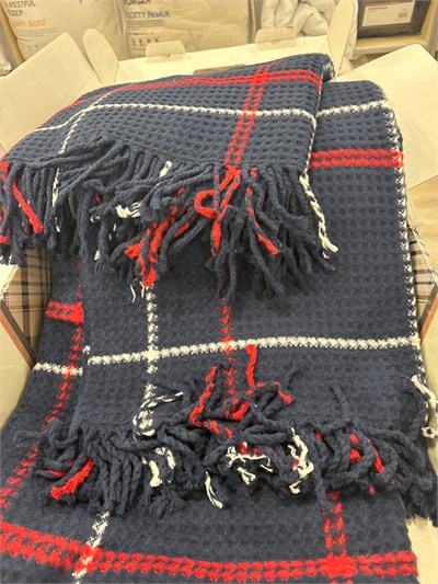 Sesli Comfort Lacivert Kırmızı Beyaz Skoç Pamuk Örme Battaniye 200x220 Çift Kişilik Battal