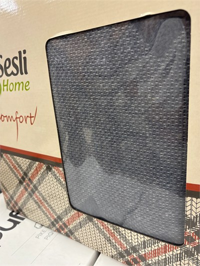Sesli Comfort Mavi Açık Skoç Pamuk Örme Battaniye 200x220 Çift Kişilik Battal