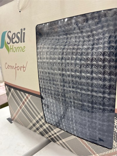 Sesli Comfort Mavi Beyaz Geçişli Skoç Pamuk Örme Battaniye 200x220 Çift Kişilik Battal