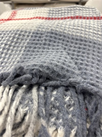 Sesli Comfort Mavi Kırmızı Ekose Skoç Pamuk Örme Battaniye 200x220 Çift Kişilik Battal
