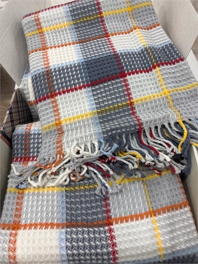 Sesli Comfort Mavi Turuncu Kırmızı Sarı Ekose Skoç Pamuk Örme Battaniye 200x220 Çift Kişilik Battal