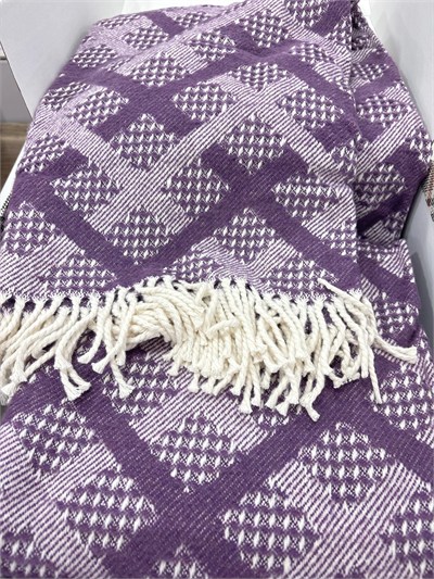 Sesli Comfort Mor Kare Skoç Pamuk Örme Battaniye 200x220 Çift Kişilik Battal