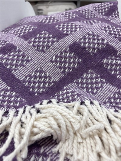 Sesli Comfort Mor Kare Skoç Pamuk Örme Battaniye 200x220 Çift Kişilik Battal