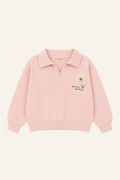 Zeyland Kız Çocuk Gömlek Yakalı Nakışlı Tişört - Pembe