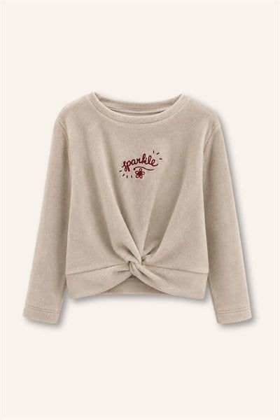 Zeyland Kız Çocuk Önden Bağlamalı Sweatshirt ve Pantolon Takım - Kırmızı