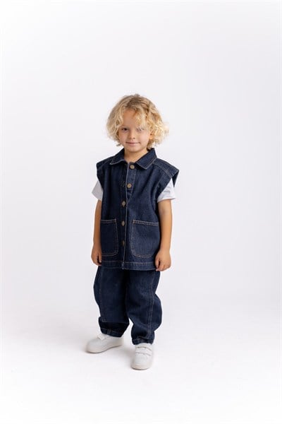 Oliven the Kid ÇOCUK KOT YELEKLİ TAKIM MAVİ