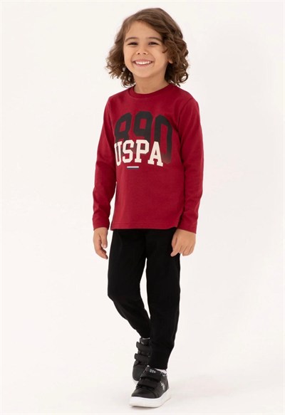 Erkek Çocuk Yazılı Pijama Takımı - Bordo