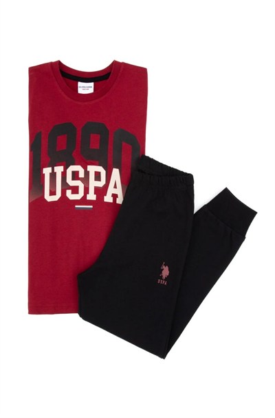 Erkek Çocuk Yazılı Pijama Takımı - Bordo