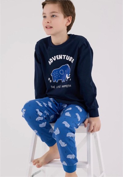 Erkek Çocuk Adventure Yazılı Pijama Takımı - Lacivert