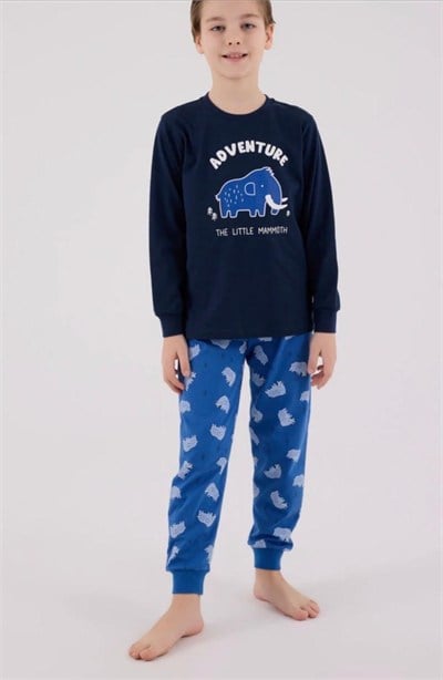 Erkek Çocuk Adventure Yazılı Pijama Takımı - Lacivert