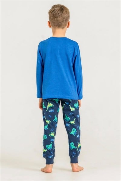 Erkek Çocuk Alarm Desenli Pijama Takımı - Mavi