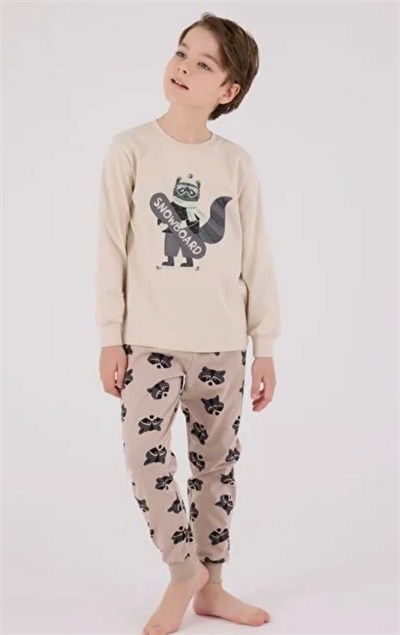 Erkek Çocuk Pijama Takımı - Bej
