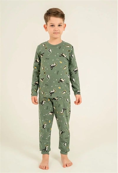 Erkek Çocuk Pijama Takımı - Koyu Yeşil