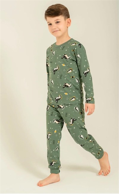 Erkek Çocuk Pijama Takımı - Koyu Yeşil