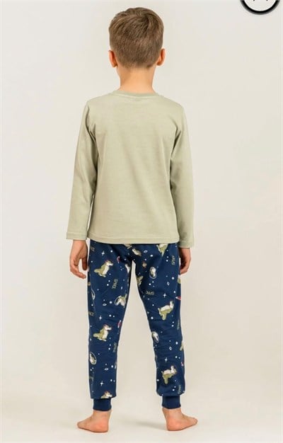 Erkek Çocuk Uzay Temalı Pijama Takımı - Çay Yeşili