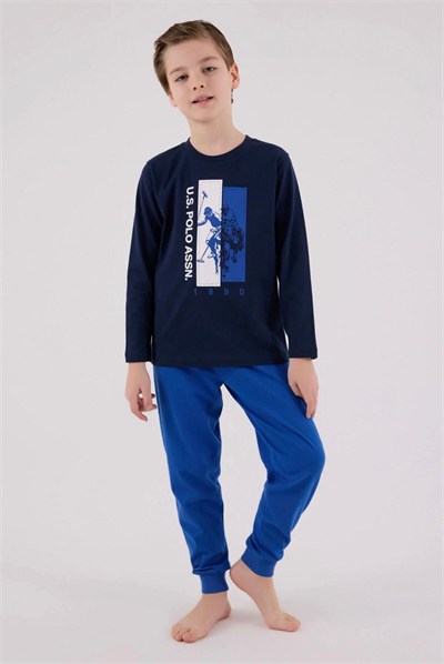 Erkek Çocuk Yazılı Pijama Takımı 9-15 Yaş - Lacivert