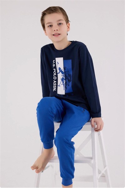 Erkek Çocuk Yazılı Pijama Takımı 9-15 Yaş - Lacivert