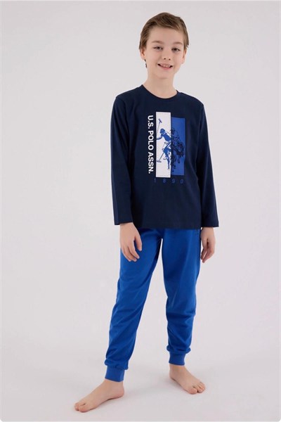 Erkek Çocuk Yazılı Pijama Takımı 9-15 Yaş - Lacivert
