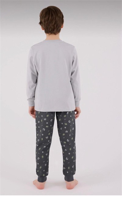 Erkek Çocuk Wild Yazılı Pijama Takımı - Gri