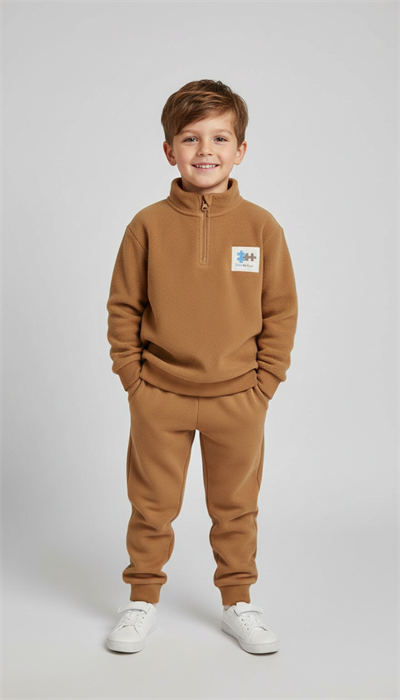 Zeyland ERKEK ÇOCUK YARIM FERMUARLI TAKIM  BROWN