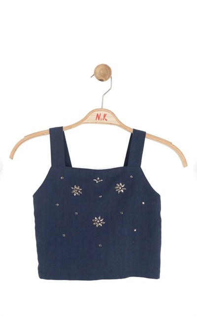 KIZ ÇOCUK CASHMERE TAŞLI 3LÜ TAKIM LACİVERT