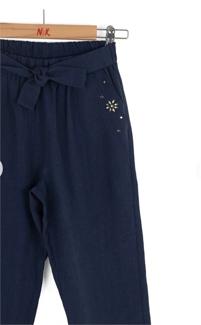 KIZ ÇOCUK CASHMERE TAŞLI 3LÜ TAKIM LACİVERT