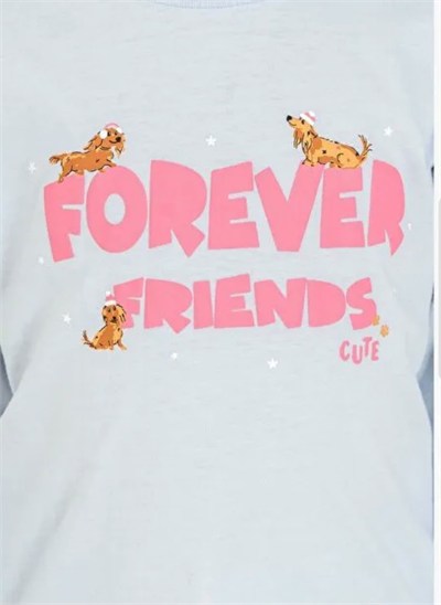 Kız Çocuk Forever Yazılı Pijama Takımı - Mavi