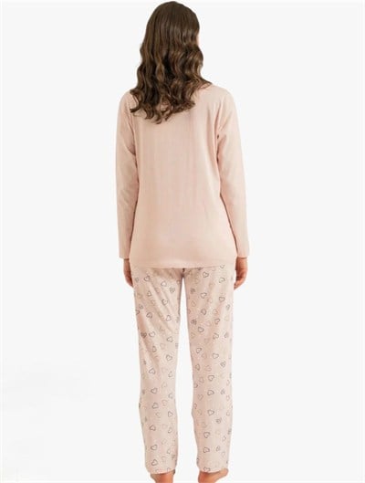 Kız Çocuk Kedili Pijama Takımı - Pudra Pembe