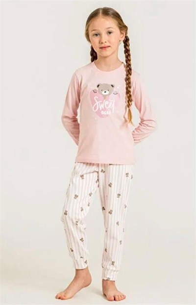 Kız Çocuk Sweat Pijama Takımı - Pembe