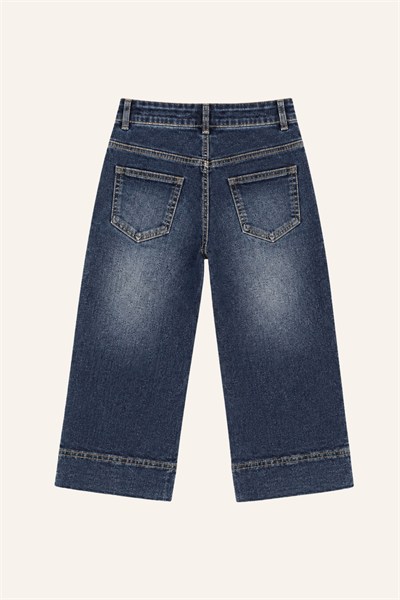 KIZ ÇOCUK ZIMBALI DENİM PANTOLON MAVİ