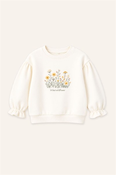 Zeyland Kız Çocuk Baskılı Sweatshirt - Ekru