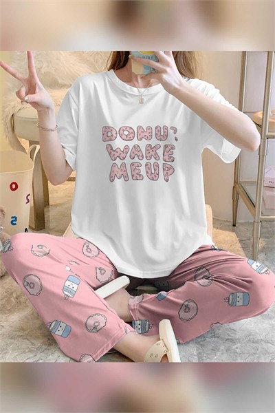 Zezeyle Pink Donuts Kısa Kollu Pijama Takımı 2154