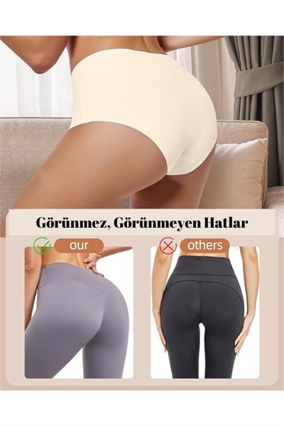 5li Lazer Kesim Extra Yüksek Bel Iz Yapmaz Extra Yumuşak Dikişsiz Bato Külot(EXTRA YUMUŞAK ESNEK)
