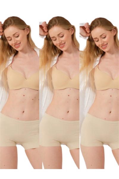 Basic Lazer Kesim Dikişsiz Kadın Boxer Külot 3lü Ekonomik Paket(EXTRA YUMUŞAK VE EXTRA ESNEK)