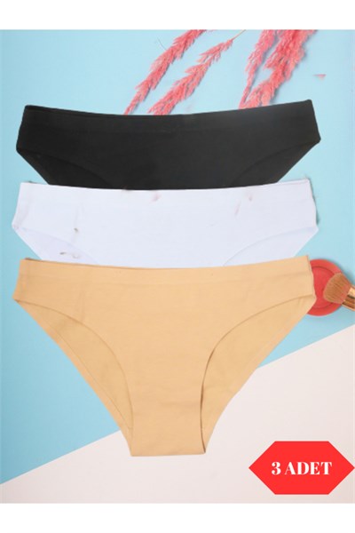 Kadın 3lü Dikişsiz Lazer Kesim Iz Yapmaz Likralı Bikini Slip Külot