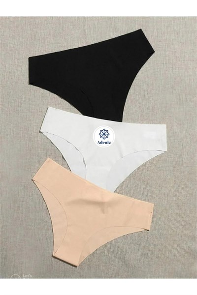 Kadın 3lü Dikişsiz Lazer Kesim Iz Yapmaz Likralı Bikini Slip Külot