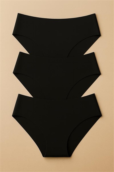 Kadın 3lü Dikişsiz Lazer Kesim Iz Yapmaz Likralı Bikini Slip Külot New