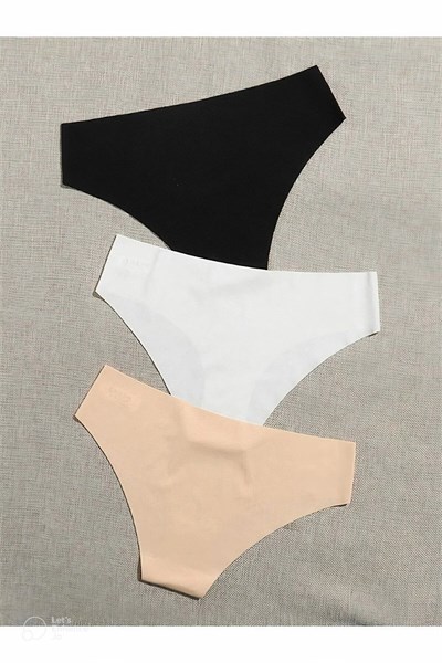 Kadın 3lü Dikişsiz Lazer Kesim Iz Yapmaz Likralı Bikini Slip Külot