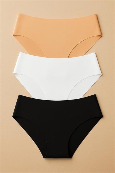 Kadın 3lü Dikişsiz Lazer Kesim Iz Yapmaz Likralı Bikini Slip Külot New