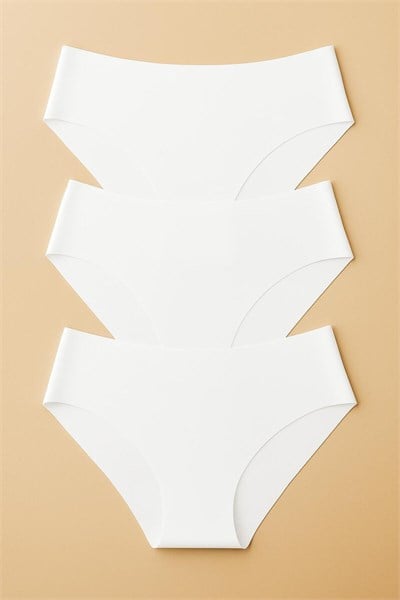 Kadın 3lü Dikişsiz Lazer Kesim Iz Yapmaz Likralı Bikini Slip Külot New