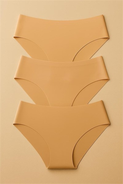 Kadın 3lü Dikişsiz Lazer Kesim Iz Yapmaz Likralı Bikini Slip Külot New