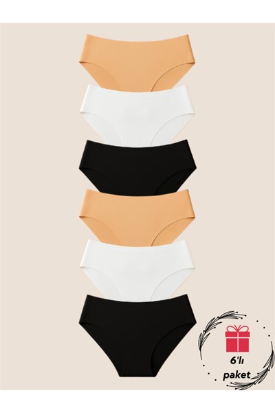 Kadın 6lı Dikişsiz Lazer Kesim Iz Yapmaz Likralı Bikini Slip Külot New