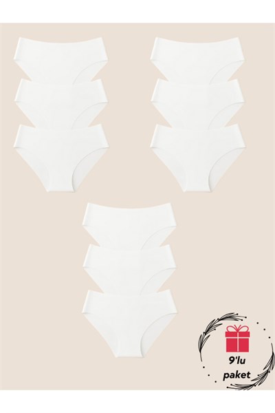 Kadın 9lu Dikişsiz Lazer Kesim Iz Yapmaz Likralı Bikini Slip Külot New