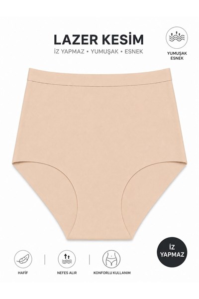 Kadın (Beli Lastikli) 6lı Dikişsiz Lazer Kesim Iz Yapmaz Likralı Extra Yüksek Bel Bato Külot Premium Esnek ve Yumuşak
