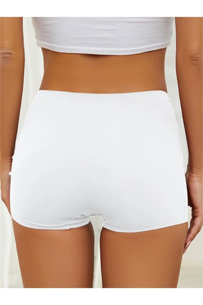 Kadın Lazer Kesim Dikişsiz Beyaz Kadın Boxer Külot 3 Lü Paket Normal Bel