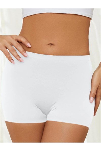 Kadın Lazer Kesim Dikişsiz Beyaz Kadın Boxer Külot 4 Lü Paket Normal Bel
