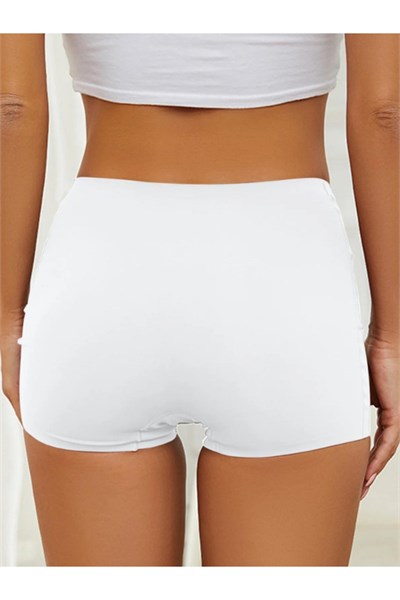 Kadın Lazer Kesim Dikişsiz Beyaz Siyah Kadın Boxer Külot 4 Lü Paket Normal Bel